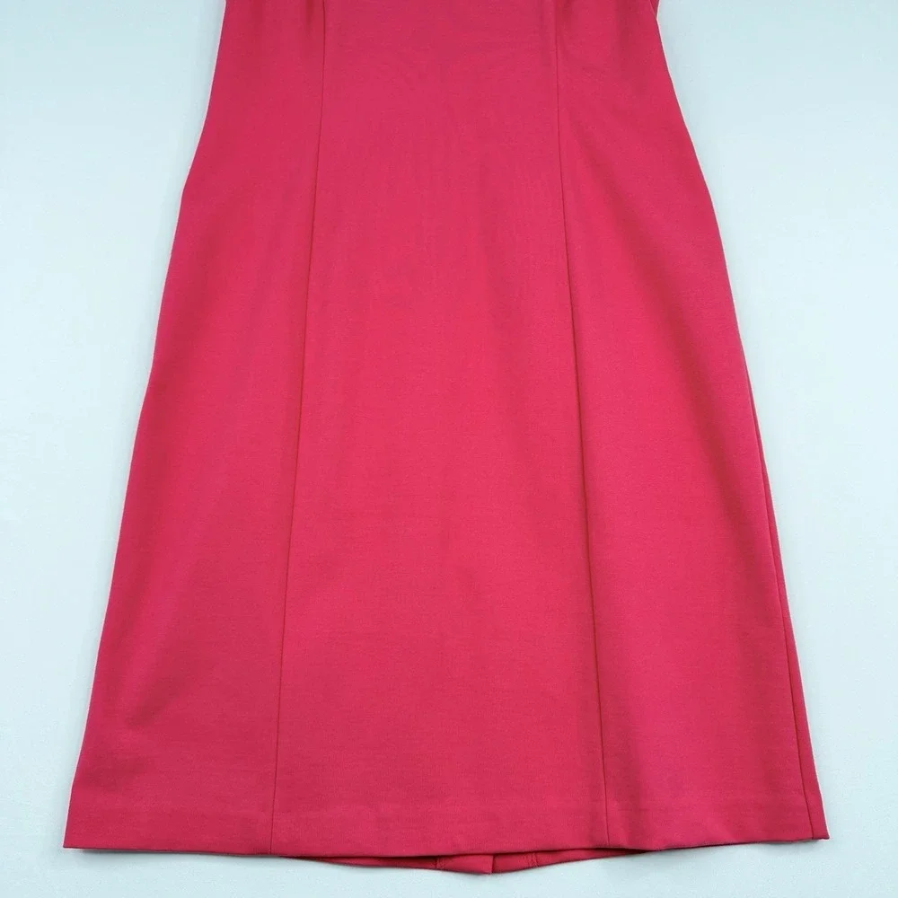 Talbots Women's Pink Sleeveless Sheath Dress V Neckline Ponte Knit 14 Rayon/Nylo